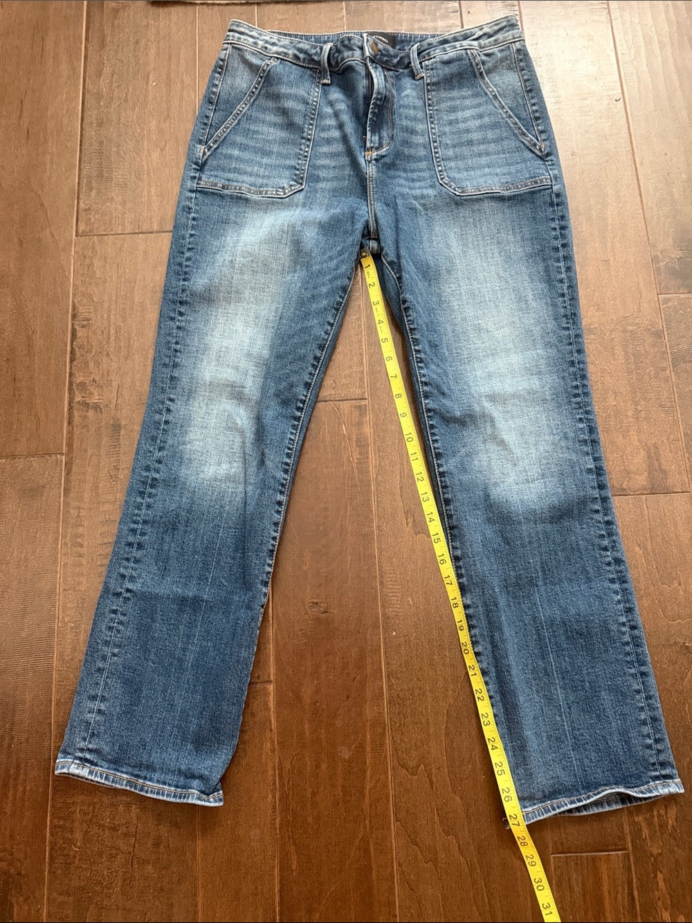 DRIFTWOOD Medium Blue Straight Leg Jeans with Front Patch Pockets